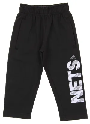 Adidas NBA Toddlers Brooklyn Nets Vertical Cut Fleece Pants, Black