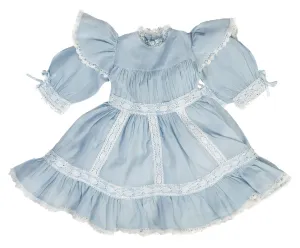 Blue Cotton Dress with Ribbon & Lace