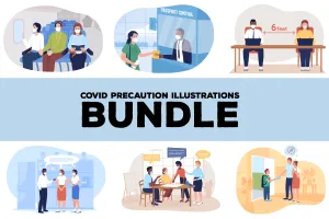 Covid precaution illustrations bundle