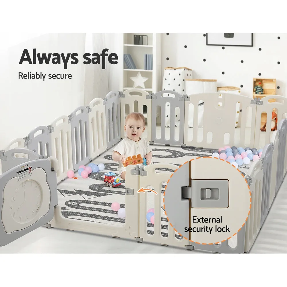 Keezi Baby Playpen 20 Panels Foldable Toddler Fence Safety Play Activity Centre