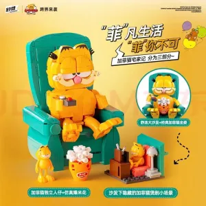 MOC NON  2024 Garfield Building Blocks Classic Anime The Garfield Show Cartoon Cat Model Bricks Assembly Toys