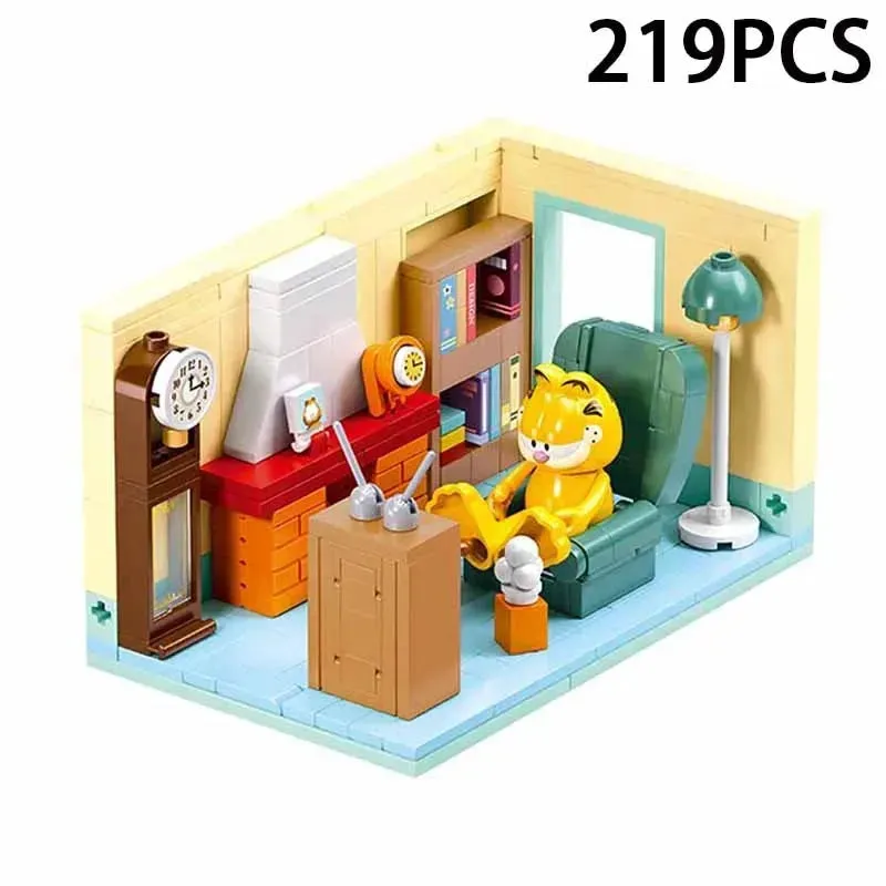 MOC NON  2024 Garfield Building Blocks Classic Anime The Garfield Show Cartoon Cat Model Bricks Assembly Toys