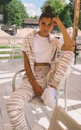 Soia & Kyo - Verona Zebra Print Joggers in Pearl-Off White